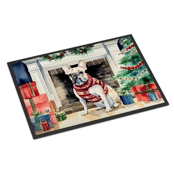 0.15 x 18 x 27 in. French Bulldog Cozy Christmas Doormat