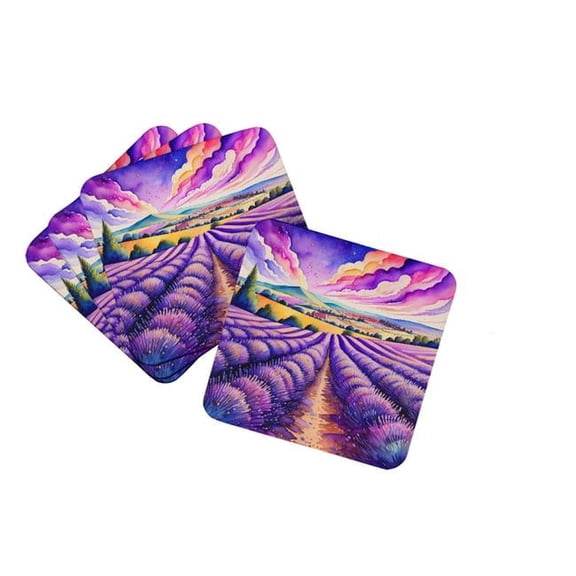 0.15 x 3.5 x 3.5 in. Colorful English Lavender Foam Coasters - Set of 4