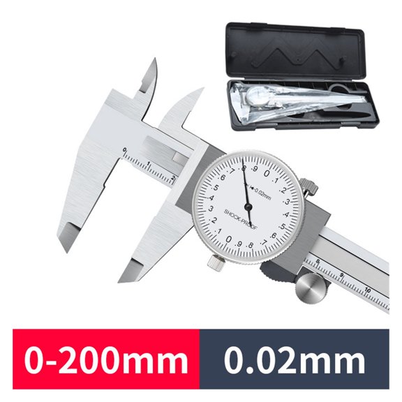 0-150-200mm Dial Caliper Stainless Steel Vernier Caliber Pachymeter Metal Gauge Ruler Carpentry Micrometer Depth Measuring Tools ,Complete Kit