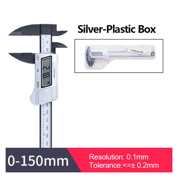 0-150mm Plastic Electronic Digital Caliper Carbon Fiber Dial Vernier Caliper Gauge Micrometer Measuring Tool Digital Ruler ,Complete Kit
