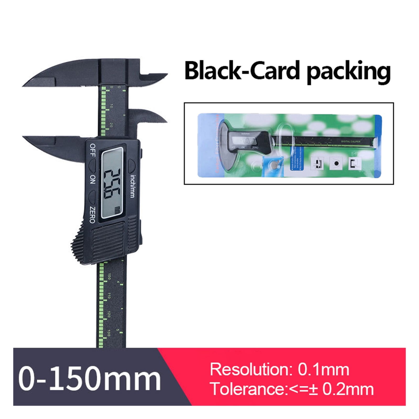 0-150mm Plastic Electronic Digital Caliper Carbon Fiber Dial Vernier Caliper Gauge Micrometer Measuring Tool Digital Ruler ,Complete Kit