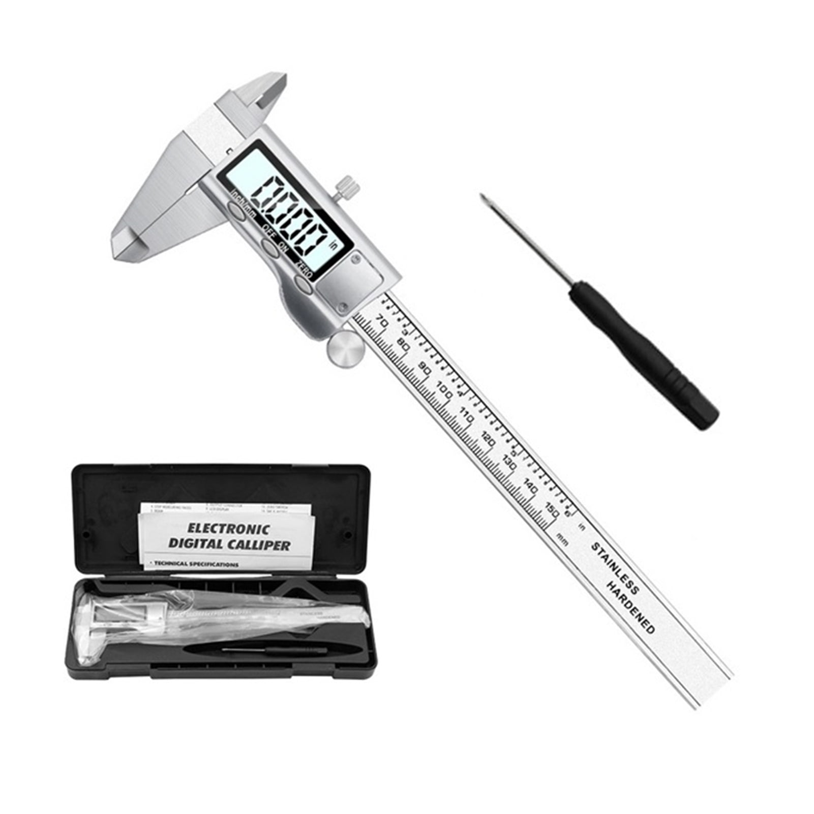 0-150mm Vernier Caliper Stainless Steel/Plastic LCD Digital Caliper 6 inch Instrument Depth Measuring Tools by ,Easy to Operate