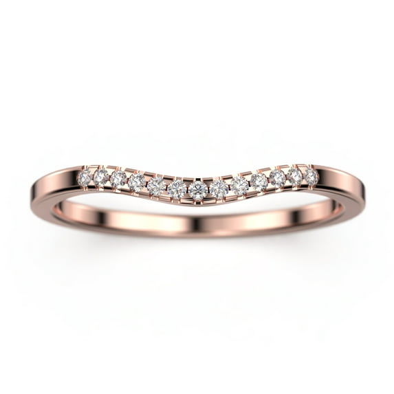 0.15ct Petite Curved Diamond Moissanite 18K Rose Gold Over Silver Wedding Band