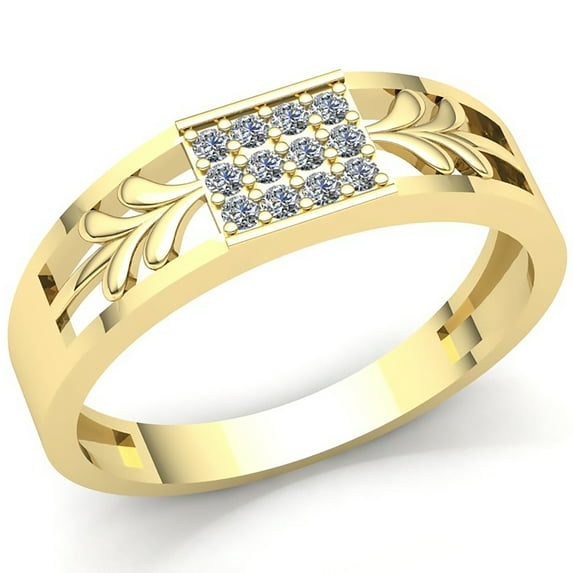 0.15ct Round Cut Diamond Mens Cluster Personalized Anniversary Wedding Band Solid 10K Rose, White or Yellow Gold H SI2