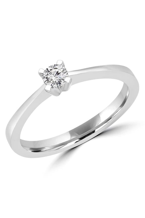 0.16 CT Round Diamond Promise Solitaire Engagement Ring in 14K White Gold - 4.75