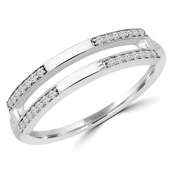 0.16 CTW Round Diamond Split Two-Row Semi-Eternity Wedding Band Ring in 14K White Gold - Size 8.75