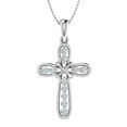 thumbnail image 1 of 0.16 Carat Diamond Cross Pendant Necklace in 10K White Gold (Silver Chain Included), 1 of 4