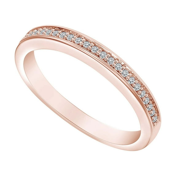 AFFY 0.16 Carat Round Shape White Natural Diamond Beautiful Classic Engagement Ring 14K Solid Rose Gold Ring Size-5.5