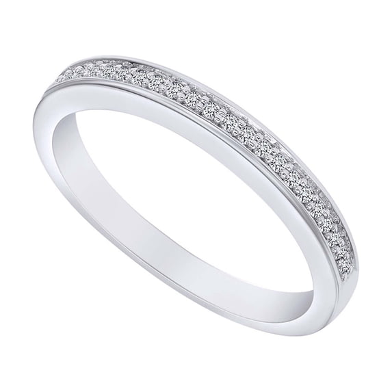 AFFY 0.16 Carat Round Shape White Natural Diamond Beautiful Classic Engagement Ring 14K Solid White Gold Ring Size-5.5