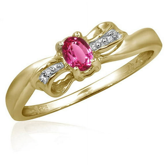 0.16 Carat T.G.W. Pink Topaz Gemstone and White Diamond Accent Ring
