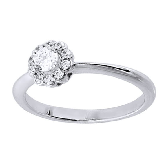 AFFY 0.16 Ct Cubic Zirconia With Natural Diamond Engagement Wedding Ring In 14K Solid White Gold