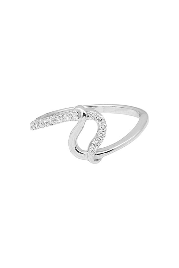 0.16 Ct. IGI Certified Natural Diamond 18k White Gold Loop Ring For Women Size 7.5 US 18kt