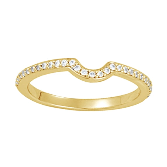 AFFY 0.16 Ct Round Shape White Diamond Engagement Wedding Band Ring In 14K Solid Yellow Gold