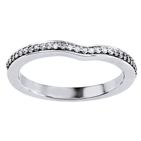 AFFY 0.16 Ct Round Shape White Diamond Engagement Wedding Ring In 14K Solid White Gold