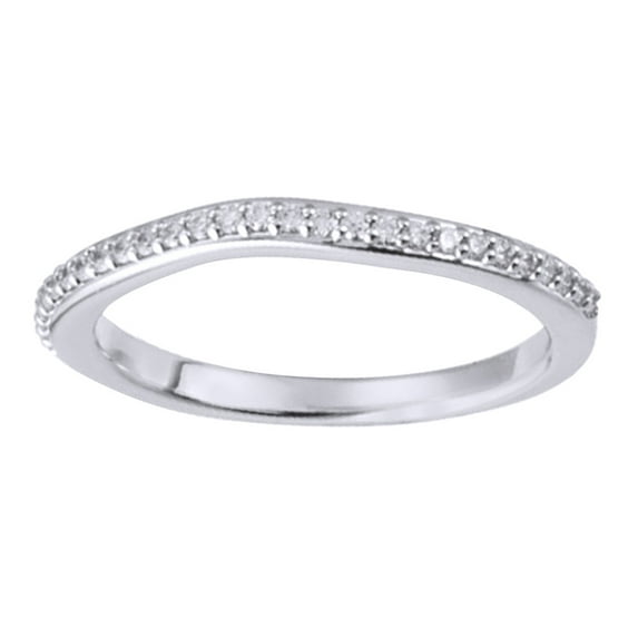 AFFY 0.16 Ct Round Shape White Diamond Engagement Wedding Ring In 14K Solid White Gold