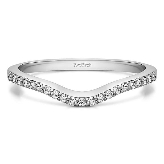 0.16 Ct. Twenty-One Stone Dainty Contour Wedding Band In Sterling Silver With Cubic Zirconia (Size 5)