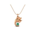 thumbnail image 1 of 0.16 Ctw Round Green Onyx 925 Sterling Silver Rose Vermeil Hindu Religious Ganesh Men Women Necklace Pendant, 1 of 3