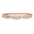 thumbnail image 1 of 0.16 ct Brilliant Round Cut Genuine Cultured Diamond SI1-SI2 J-K Solid Real 18K Rose Gold Stackable Engagement Designer Art Deco Dainty Promise Wedding BW/ size 5, 1 of 5