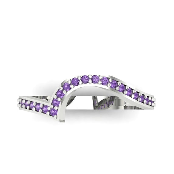0.16 ct Brilliant Round Cut Simulated Alexandrite 14k White Gold Stackable Band SZ 4.5