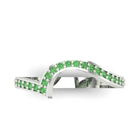 0.16 ct Brilliant Round Cut Simulated Green Diamond 14k White Gold Stackable Band SZ 6.75