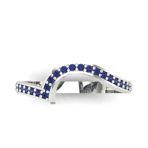 0.16 ct Brilliant Round Cut Simulated Tanzanite 18K White Gold Stackable Band SZ 9.5