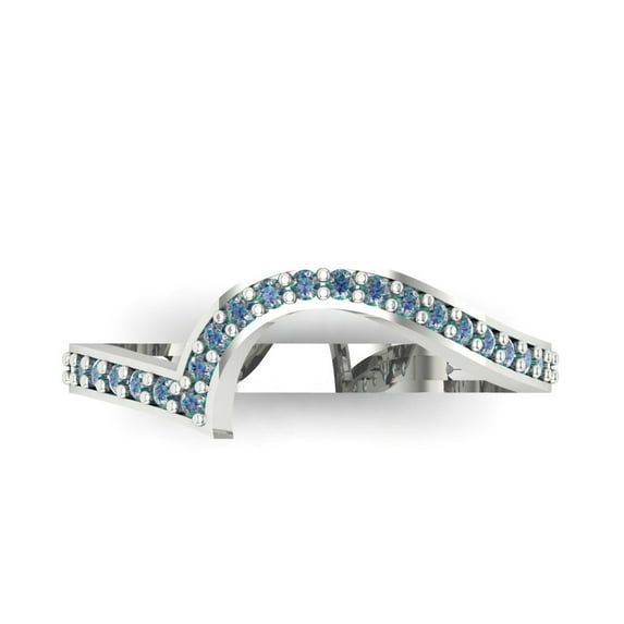 0.16 ct Brilliant Round Cut Synthetic Moissanite 18K White Gold Stackable Band SZ 5