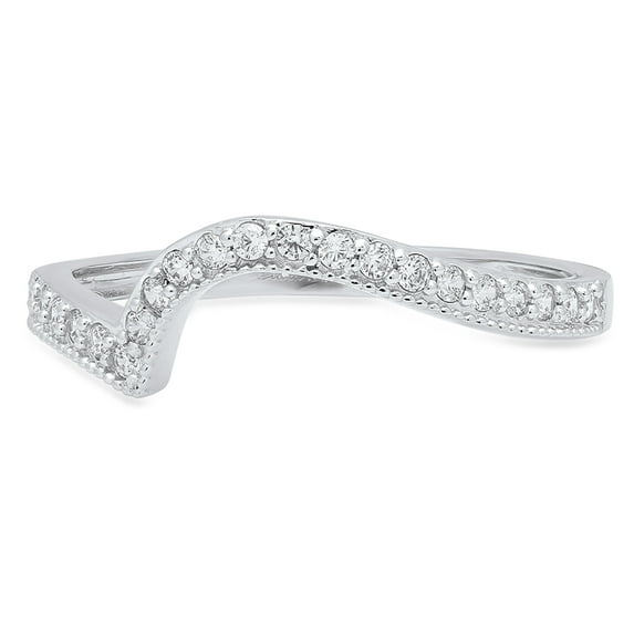 0.16 ct Brilliant Round Cut Synthetic White Sapphire 14k White Gold Stackable Band SZ 7.25