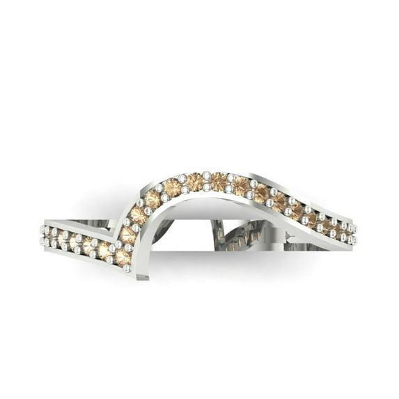 0.16 ct Brilliant Round Cut Synthetic Yellow Moissanite 14k White Gold Stackable Band SZ 5.25