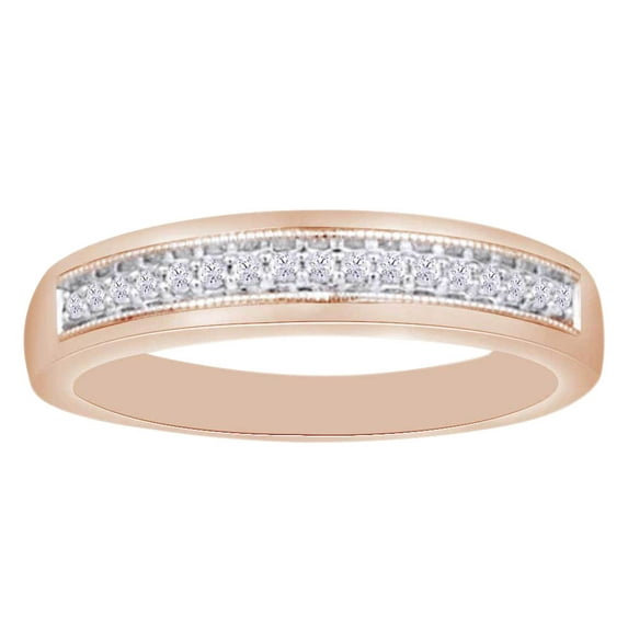 AFFY (0.16 cttw) Round Cut White Natural Diamond Wedding Men's Band Ring In 10k Rose Gold Ring Size-11.5