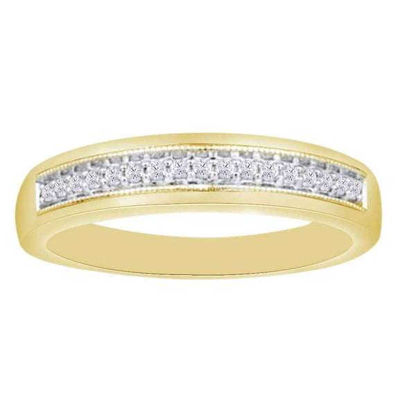 AFFY (0.16 cttw) Round Cut White Natural Diamond Wedding Men's Band Ring In 10k Yellow Gold Ring Size-4.5