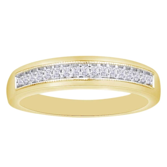 AFFY (0.16 cttw) Round Cut White Natural Diamond Wedding Men's Band Ring In 10k Yellow Gold Ring Size-5