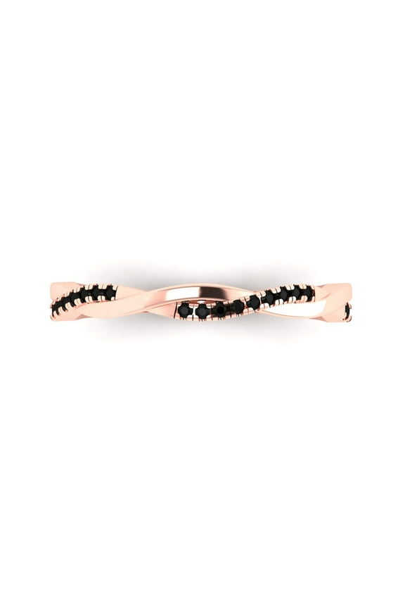 0.16 ctw Wedding Band for Women - 14K Rose Gold Natural Onyx Stackable Eternity Ring