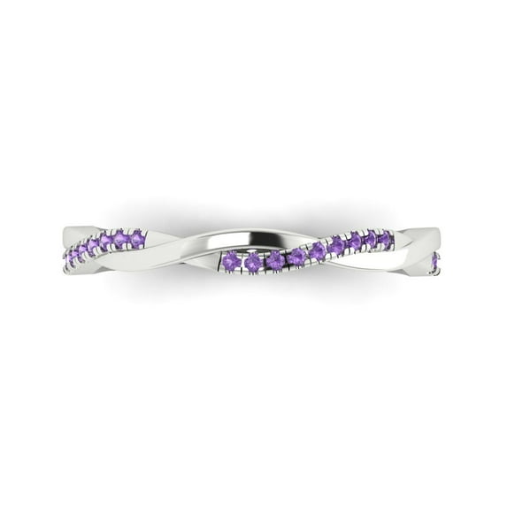 0.16 ctw Wedding Band for Women - 14K White Gold Simulated Alexandrite Stackable Eternity Ring