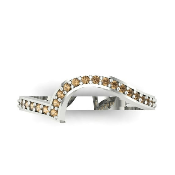 0.16 ctw Wedding Band for Women - 14K White Gold Simulated Champagne Diamond Stackable Eternity Ring