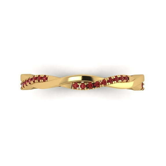 0.16 ctw Wedding Band for Women - 14K Yellow Gold Natural Garnet Stackable Eternity Ring