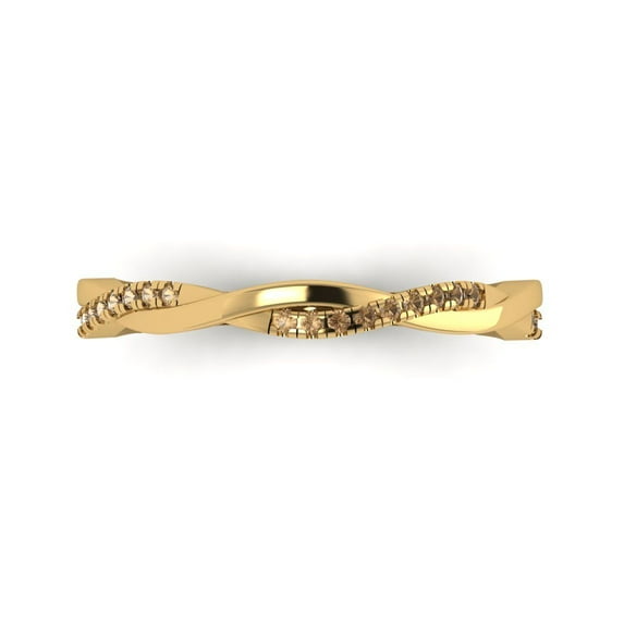 0.16 ctw Wedding Band for Women - 14K Yellow Gold Simulated Champagne Diamond Stackable Eternity Ring