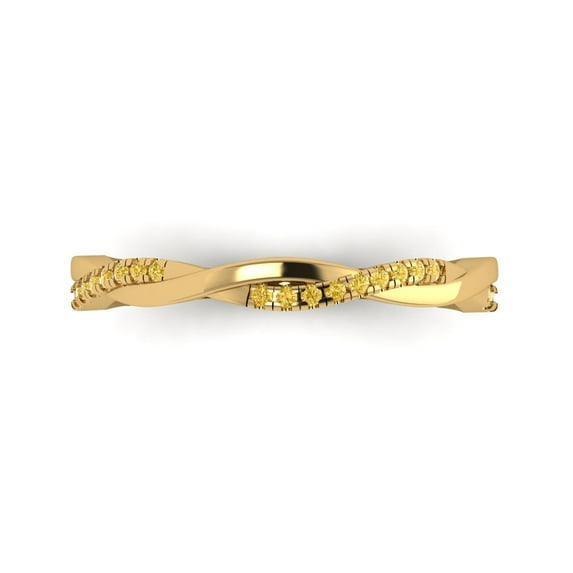 0.16 ctw Wedding Band for Women - 14K Yellow Gold Simulated Yellow Diamond Stackable Eternity Ring