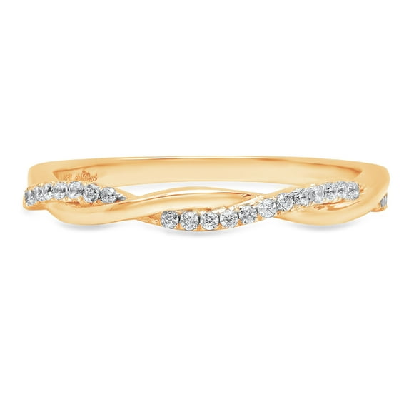 0.16 ctw Wedding Band for Women - 14K Yellow Gold White Sapphire Stackable Eternity Ring