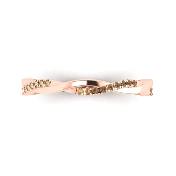 0.16 ctw Wedding Band for Women - 18K Rose Gold Simulated Champagne Diamond Stackable Eternity Ring