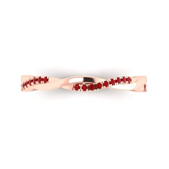 0.16 ctw Wedding Band for Women - 18K Rose Gold Simulated Pink Tourmaline Stackable Eternity Ring