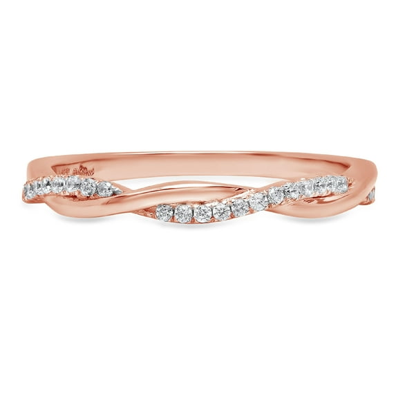 0.16 ctw Wedding Band for Women - 18K Rose Gold White Sapphire Stackable Eternity Ring