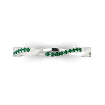 0.16 ctw Wedding Band for Women - 18K White Gold Simulated Emerald Stackable Eternity Ring