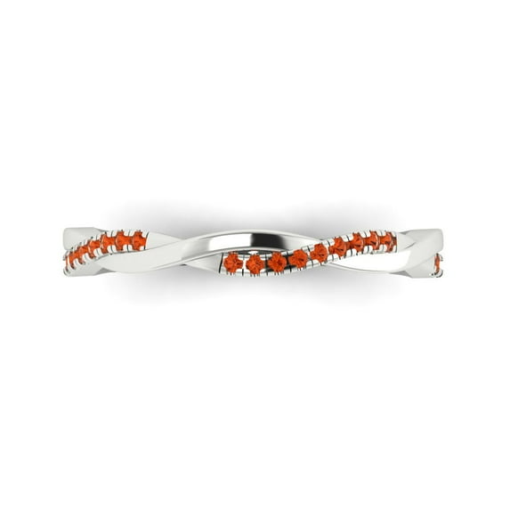 0.16 ctw Wedding Band for Women - 18K White Gold Simulated Red Diamond Stackable Eternity Ring