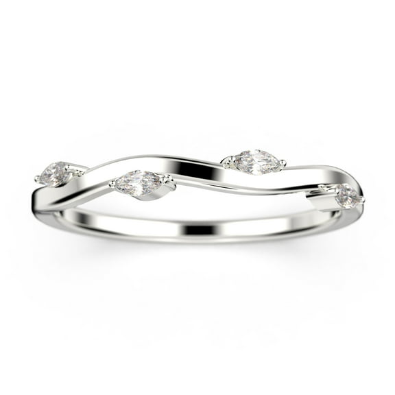 0.16ct 3x1.5mm marquise cut diamond moissanite 10k White Gold wedding band