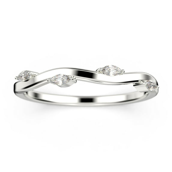 0.16ct 3x1.5mm marquise cut diamond moissanite 10k White Gold wedding band