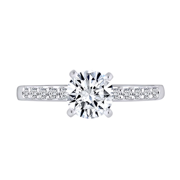 AFFY 0.17 Carat (Cttw) Round White Natural Diamond Semi Mount Classic Engagement Ring In 14k Solid White Gold (I-J Color, I2-I3 Clarity) Ring Size-5.5