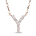 thumbnail image 1 of 0.17 Carat Round Cut Lab Created Moissanite Diamond Initial Letter "Y" Pendant Necklace In 14K Rose Gold Over Sterling Silver Along With 18" Chain (G-H Color, VVS1 Clarity, 0.17 Cttw), 1 of 1