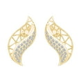 thumbnail image 1 of AFFY 0.17 Cttw Round Natural Diamond Leaf Stud Earrings 14k Solid Yellow Gold, 1 of 1