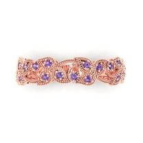 0.17 ctw Wedding Band for Women - 18K Rose Gold Simulated Alexandrite Stackable Eternity Ring