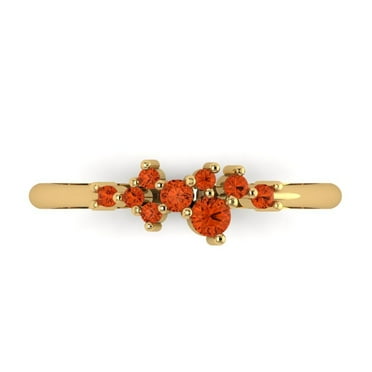 0.17 ct Brilliant Round Cut Simulated Red Diamond 14k Yellow Gold Band SZ 5.75